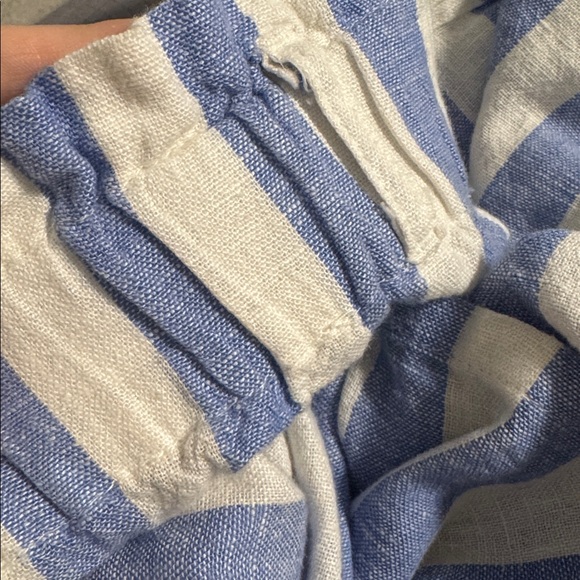 Beachy Casual Linen Striped Blue and White Button-Front Skirt - Picture 10 of 13